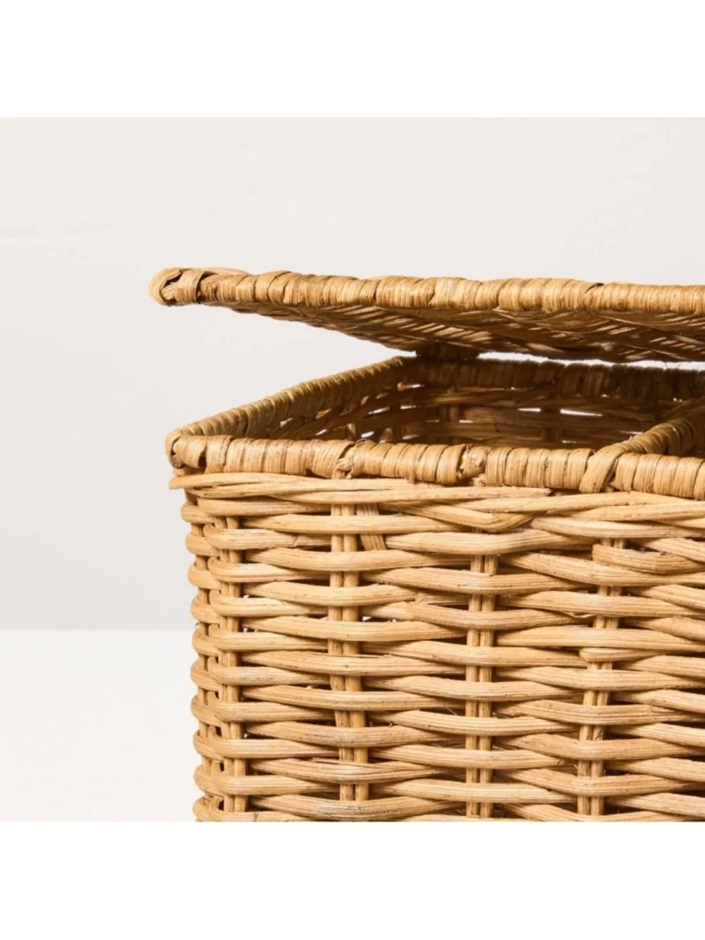 Hearth & Hand SMALL Rattan Storage Basket w/ Divided Compartments with Lid NEW